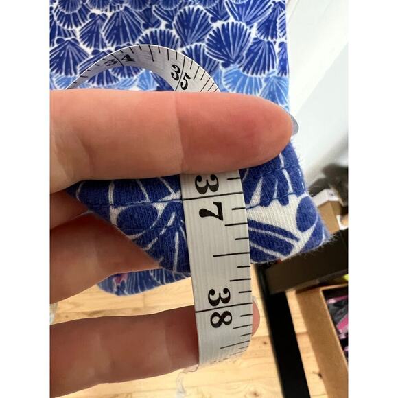 Talbots Women's L Shift Dress Sea Shell Print Pink Blue Knee Length Short Sleeve - Picture 7 of 10